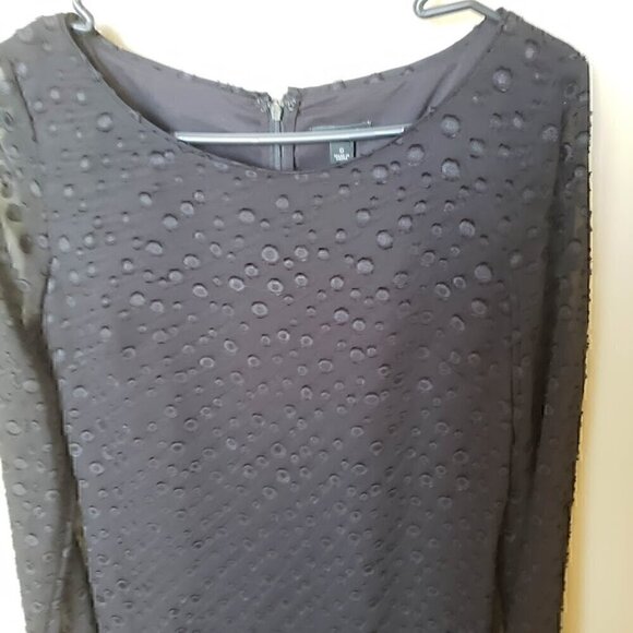 Ann Taylor Black Dot Party Shift Dress  with Sheer Sleeves Size 0 - Picture 2 of 15